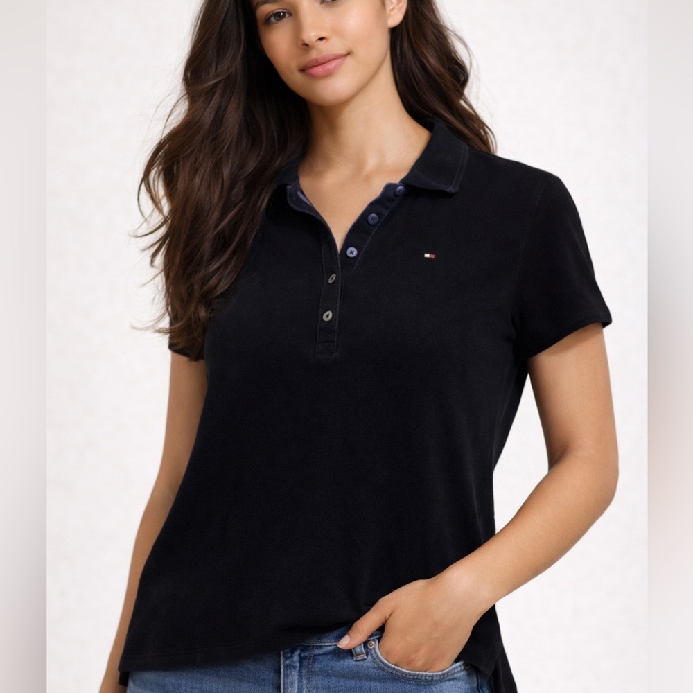 Tommy‎ Hilfiger Women's Black Polo Shirt Small